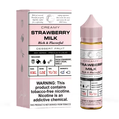 Strawberry Milk by Glas Basix Series 60ml - Vape Product, Vape Product