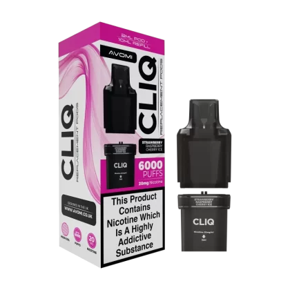 Strawberry Raspberry Cherry Avomi Cliq 6000 Refill Pack - 20mg - Vape Product (3B12EE)