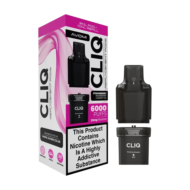 Strawberry Raspberry Cherry Avomi Cliq 6000 Refill Pack - 20mg - Vape Product (3B12EE)