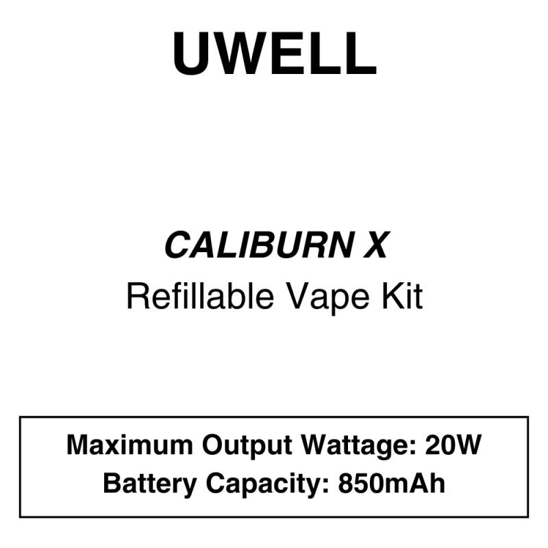 Uwell – Caliburn X – Refillable Vape Kit - Vapeys Co Nz