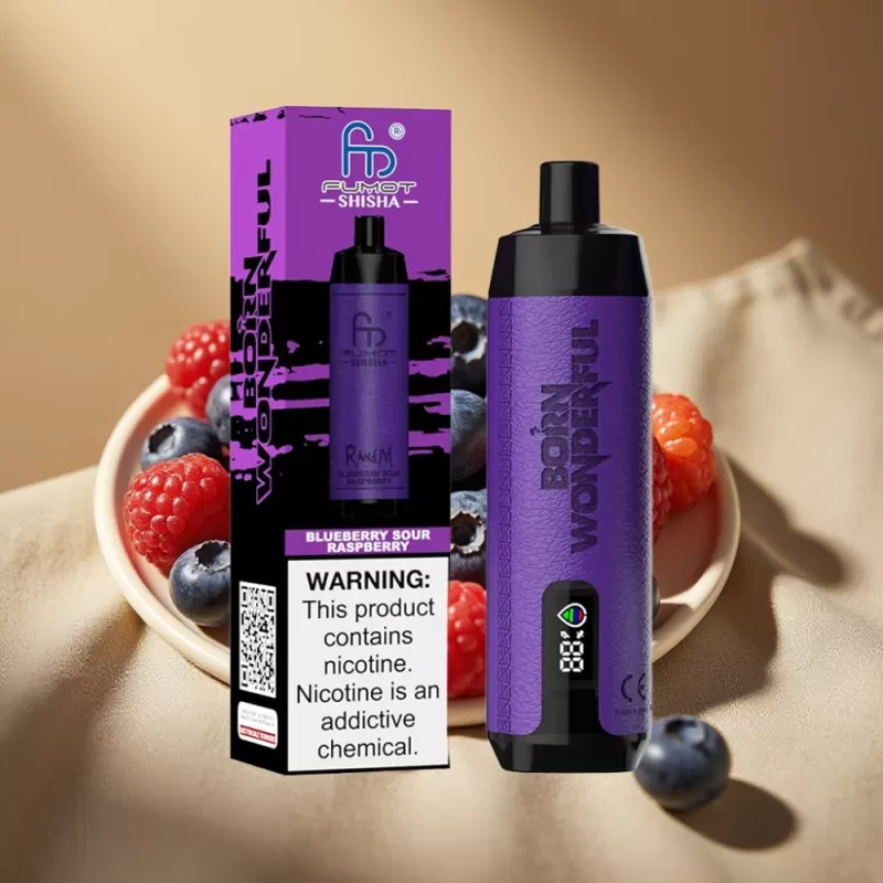 RandM Fumot Shisha 10000 Puffs Disposable Vape with 18ml E-Liquid & Type-C Port – Blueberry Sour Raspberry - Image 2