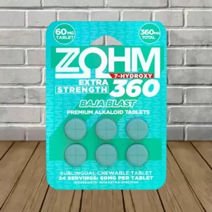 Zohm 7-Hydroxy Extra Strength Tablets 360mg - quantity#Zohm Baja Blast 360mg BULK CASE DEAL 10 x 6ct = 60 Tablets NO DISCOUNTS ALLOWED>Zohm Baja Blast 6ct Single Blister Pack>Zohm Rocket Pop