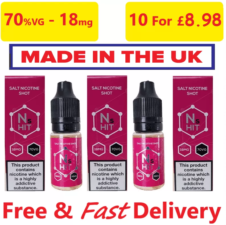 Cheapest Nic Salts Shot – NS Nicotine Salt Shots – 70%VG – 18mg UK Made - Vapestorm Co