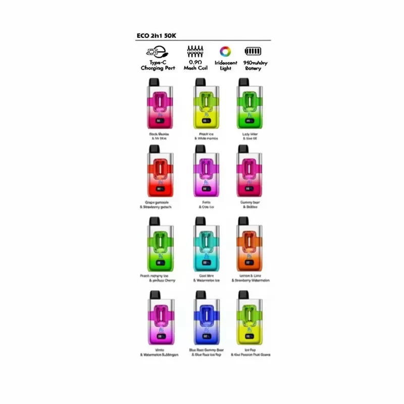 Fumot ECO 2in1 50000 Puffs Dual Flavors 50K Vape - Random Flavors(Minimum 2 Pieces), 1.Black Mamba & Mr Blue; 3-nicotine, 2-nicotine (0ECB72) - Image 2