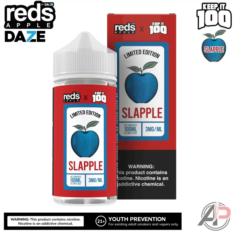 7 Daze Reds X Keep It 100 Slapple E-Liquid 100mL - Vape Product, Vape Product