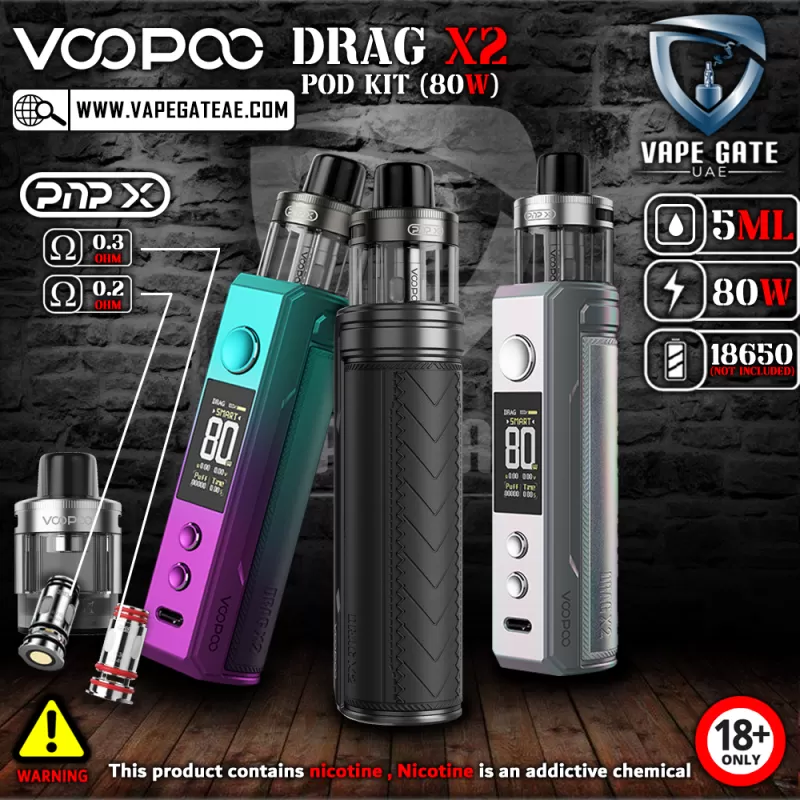 VOOPOO Drag X2 Pod Kit (80W) - Gray Metal