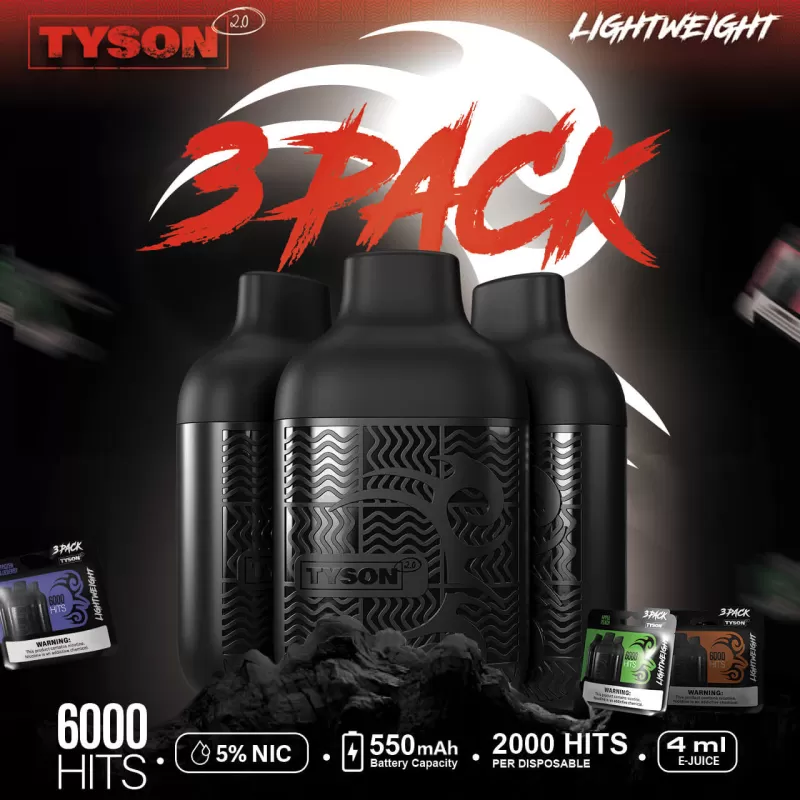 Tyson 2.0 Lightweight 6K Puff Disposable Device - 6,000 Puffs - Frozen Peach