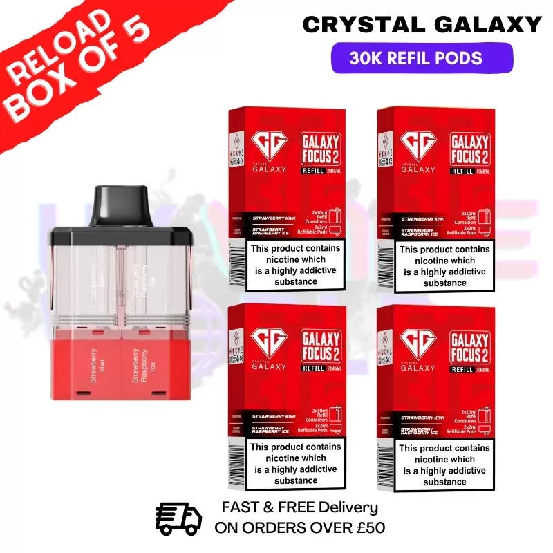 Strawberry Kiwi Crystal Galaxy 30K Replacement Pods Box Of 5