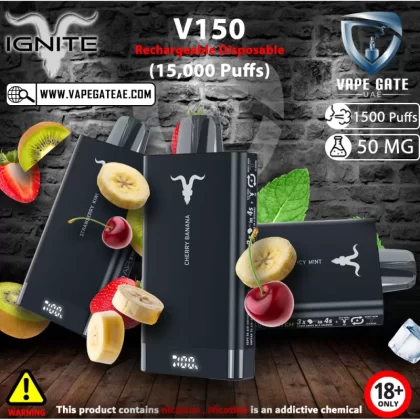 IGNITE - V150 Rechargeable Disposable Vape (15,000 Puffs) - 50 mg / Green Apple