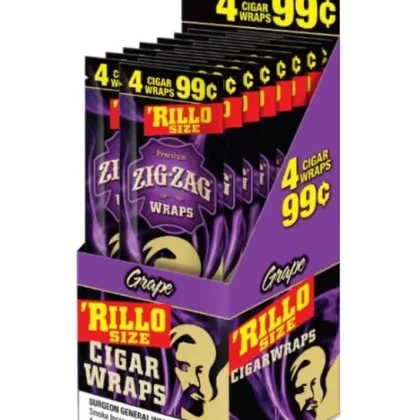 Zig Zag Purple Rillo Size Blunt Wraps - Product#Purple~Packaging#15 Packs of 4