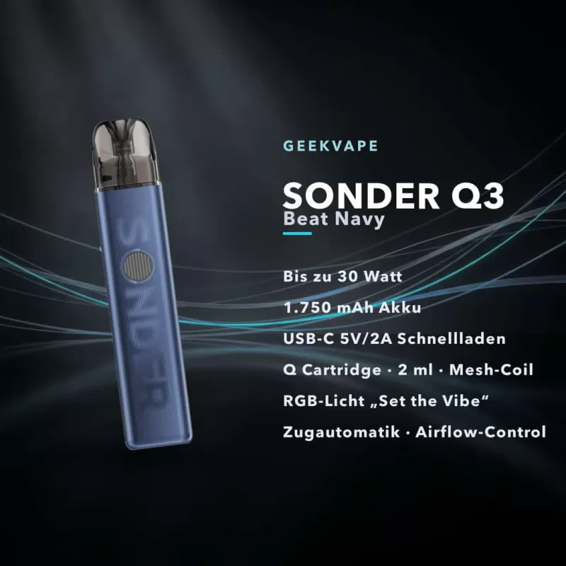 GeekVape Sonder Q3 E-Zigaretten – Set Beat Navy - Image 2