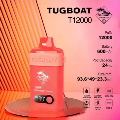 Tugboat T12000 Disposable Vape – Best Vape Kits UAE - Black Ice, Black Mamba; FullBox, One-piece