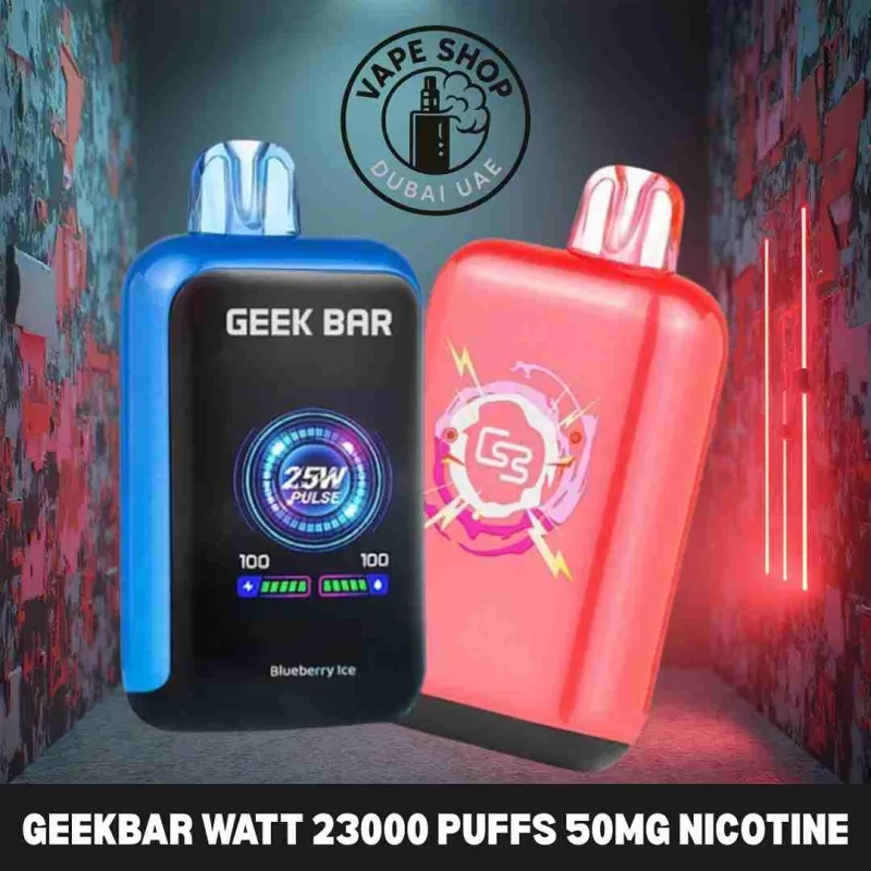 GEEKBAR Watt 23000 Puffs 50mg Nicotine - Vape Product, BOX OF 10 PCS; Blueberry Ice, Grape Ice