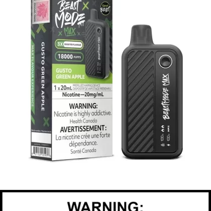 Gusto Green Apple Flavour Beast Beast Mode Max Disposable Vape