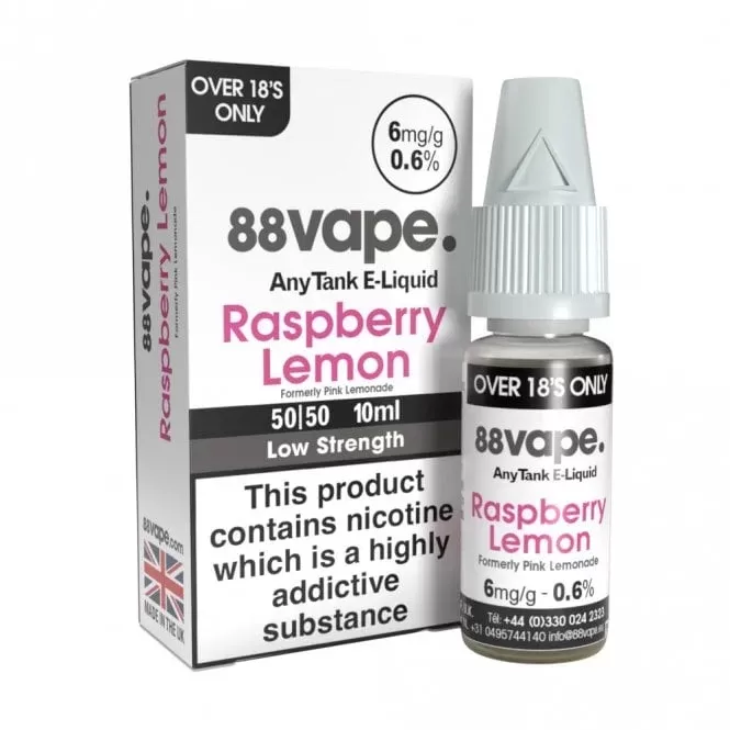 88vape Raspberry Lemon (Pink Lemonade) E Liquid – AnyTank Series (10ml)