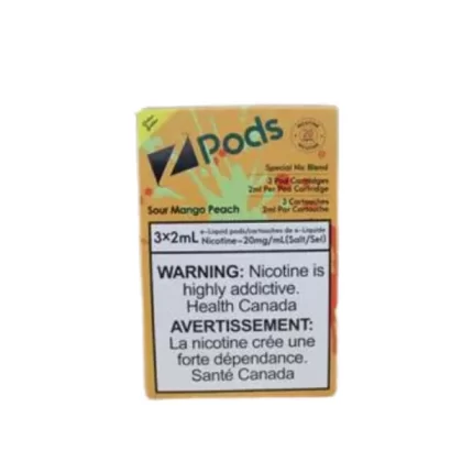 Z pods STLTH Compatible – Sour Mango Peach - Nicotine#Supreme Nic Blend 2% with 50MG Throat Hit