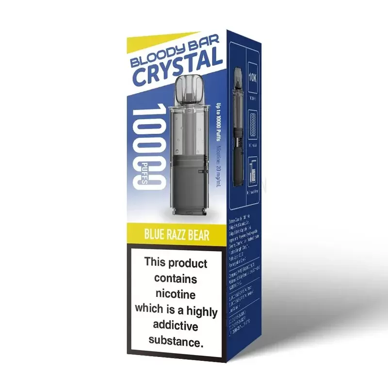 Bloody Bar Crystal 10K Prefilled Pod Blue Razz Bear - Nicotine Strength#20mg (30B8A9)