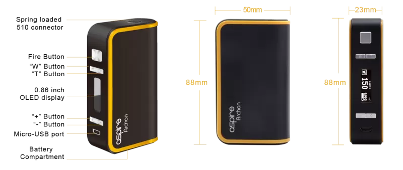 Aspire Archon 150W TC Box Mod by dual 18650 batteries - Image 3