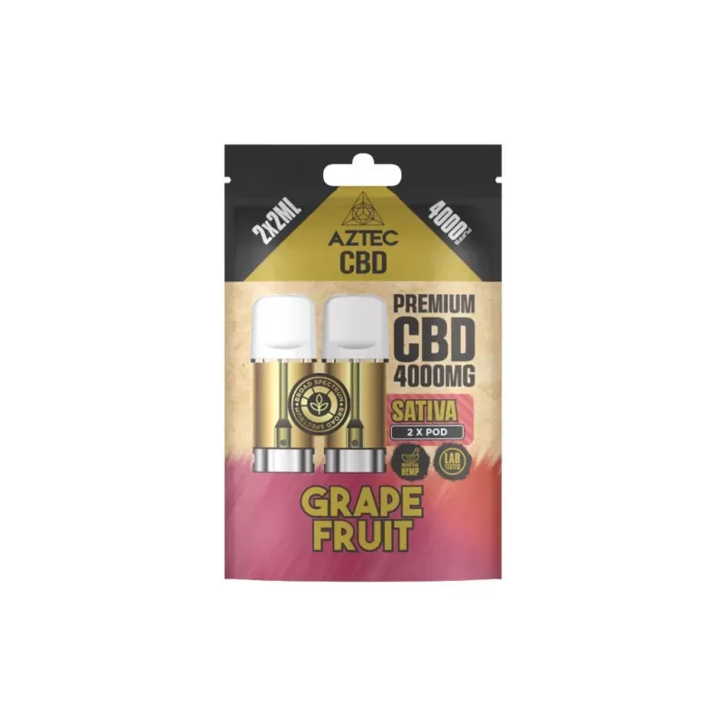 Aztec CBD 4000mg Broad Spectrum Replacement Pods 2 pack - Grape Fruit
