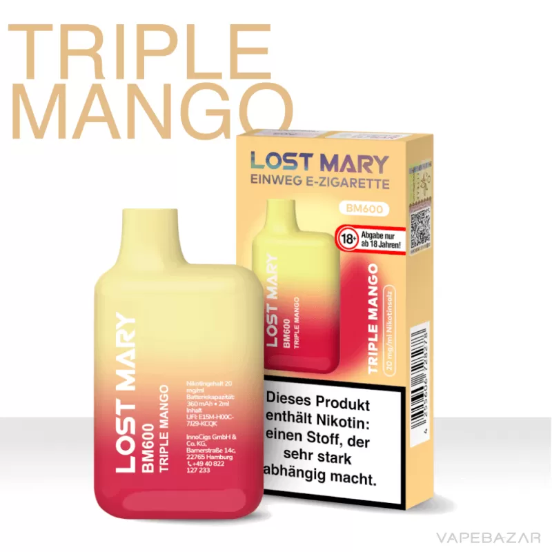 Elf Bar Lost Mary – Triple Mango - Elf Bar Lost Mary / Mango / Glycerin / Propylenglykol / Nikotinsalz / Aromastoffe / 20mg/ml / 550 mAh / ca. 600 - Image 2