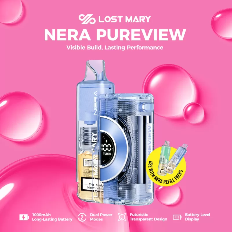 Lost Mary NERA PUREVIEW 40K Disposable KIT - 40,000 Puffs - Rocket Freeze | Black