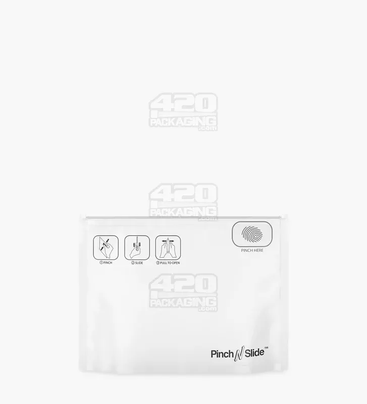 Child Resistant | Pinch N Slide ASTM Matte White Mylar Exit Bags | 8in x 6in – 28g – 250 Count