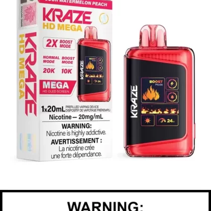 Sour Watermelon Peach Kraze HD Mega Disposable Vape