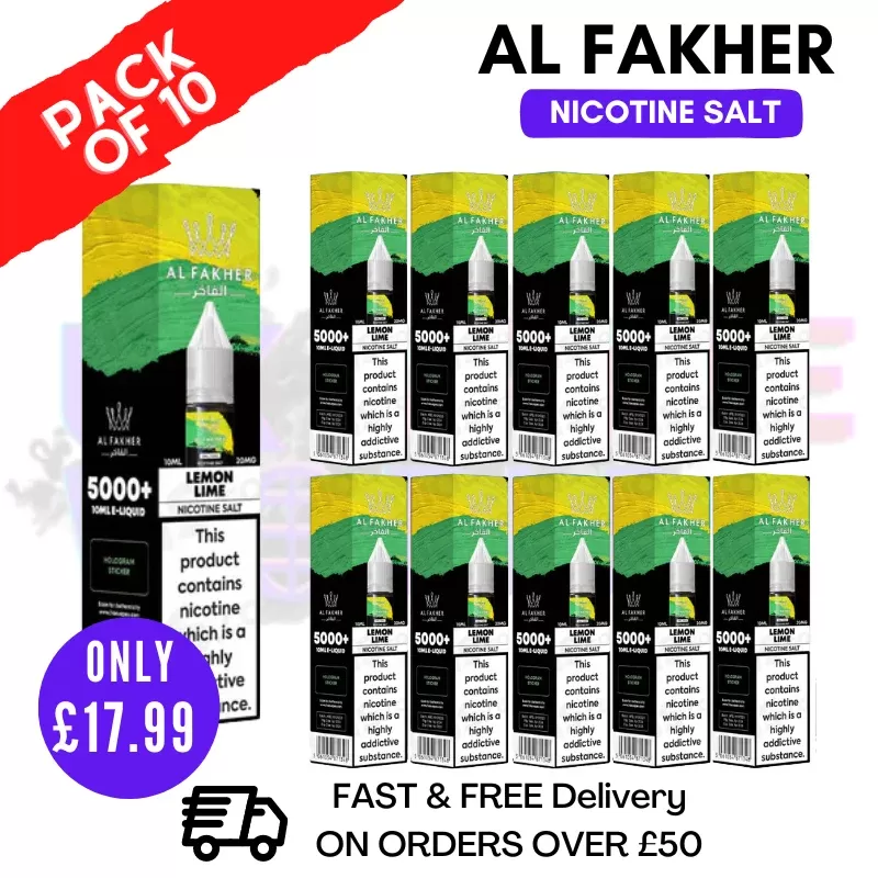 Lemon Lime Al Fakher 5000+ Nic Salt BOX OF 10