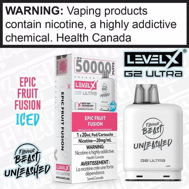 Epic Fruit Fusion Iced Flavour Beast Unleashed LEVEL X G2 Ultra POD
