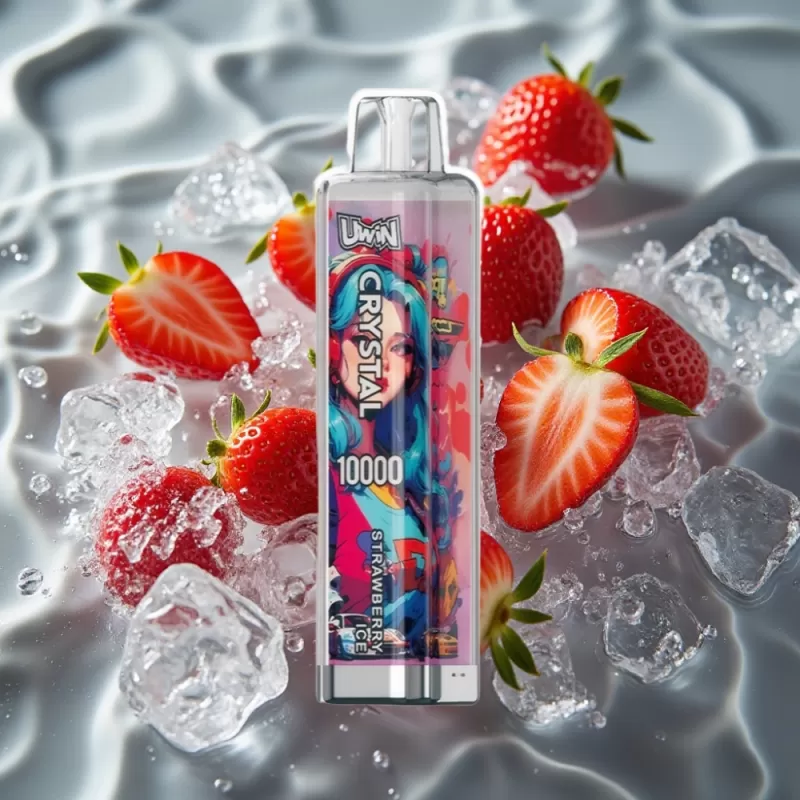UWIN Crystal 10000 Puffs Disposable Vape Strawberry Ice 18ml 0.8 Ohm Mesh Coil RGB Lights - Bangvapeaustralia