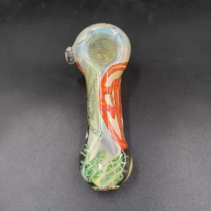 4.5″ Heavy Fumed Latticino Hand Pipe