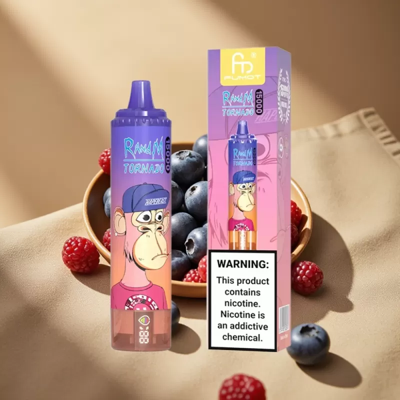 RandM Fumot Tornado 15000 Puffs Mesh Coil 25mL Disposable Vape Blueberry Cherry Cranberry - Image 2