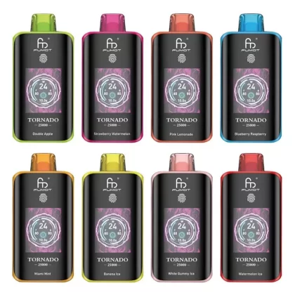 Fumot Tornado 25000 Puffs Disposable Vape - Flavors#Banana Ice>Black Ice>Blueberry On Ice>Blueberry Raspberry>Cherry Bomb>Cherry Cola>Double Apple>Dr Blue>Grape Ice>Grape Lemon>Juicy Peach I (064316)