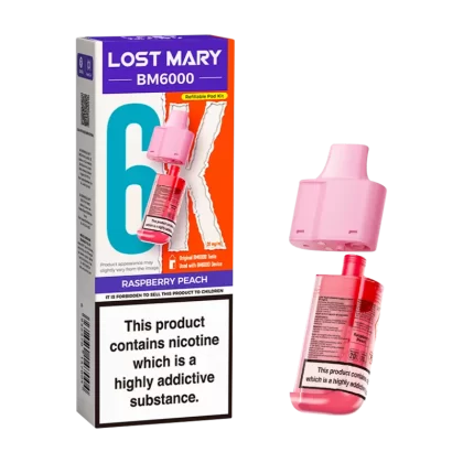 Raspberry Peach Lost Mary BM6000 Refill Pack - 20mg - Vape Product