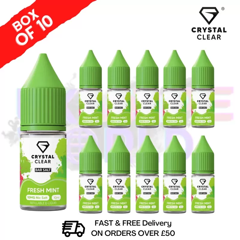 Fresh Mint Crystal Clear Nic Salt Box Of 10 – Only £17.99
