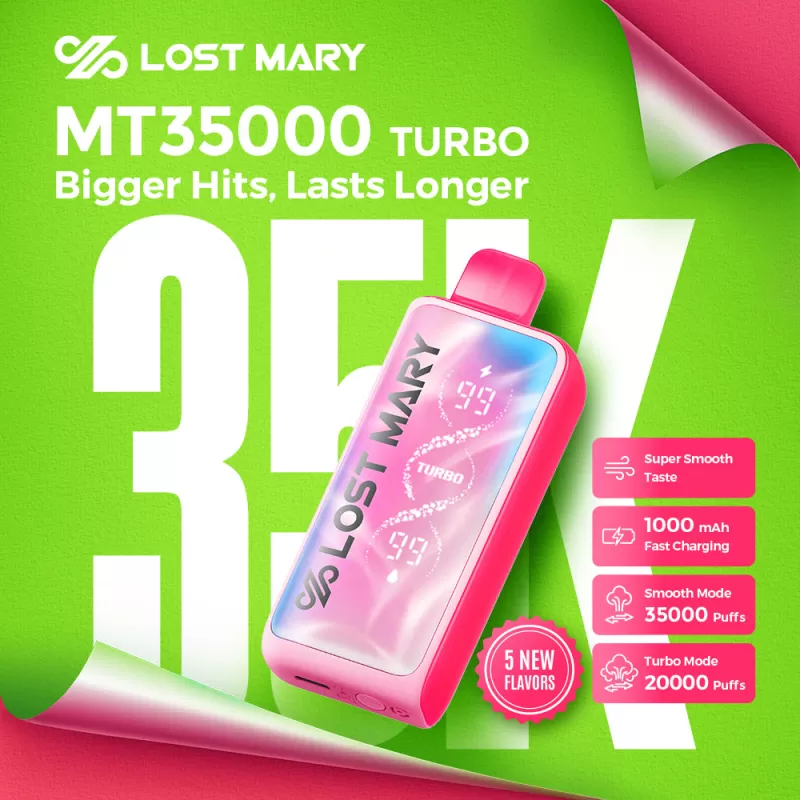 Lost Mary MT35K MT35000 Turbo Disposable Device - 35,000 Puffs - Strawberry Kiwi+