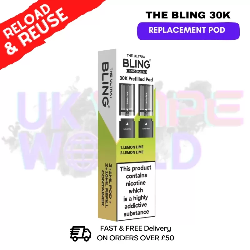 Lemon Lime Bling 30k REFIL PACK Ultra Plus Pods – £6.99