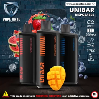 Unibar Rechargeable Disposable Vape (8000 Puffs) - Cherry Cola Ice / 20 mg