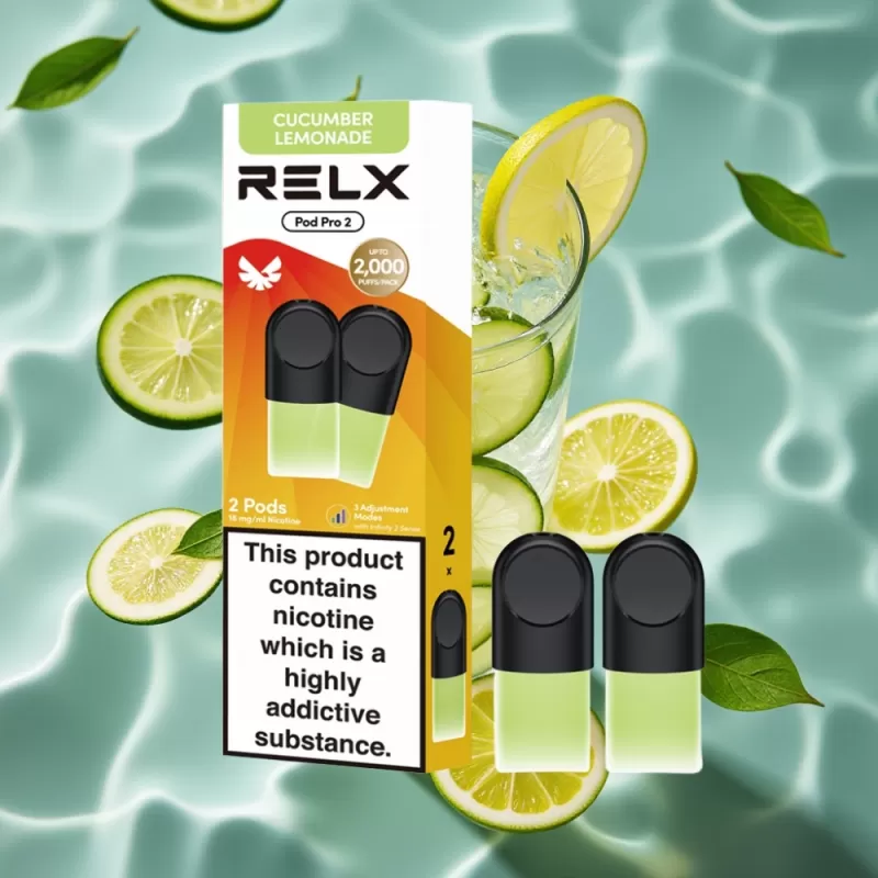 RELX Pod Pro 2 Cucumber Lemonade 1.8% Nicotine 600 Puffs 1.9ml Vape 3 Voltage Modes - Bangvapeaustralia