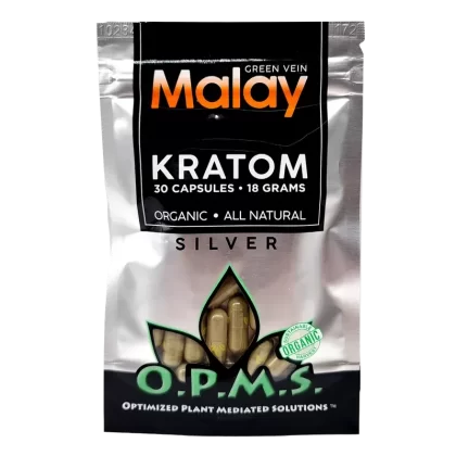 30ct OPMS Silver Green Vein Malay Kratom Extract Capsules