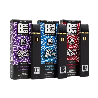 Eighty Six Delta 8 Disposable | 2g - 2 grams; Berry Slush (Sativa), Boo Berry (Sativa)
