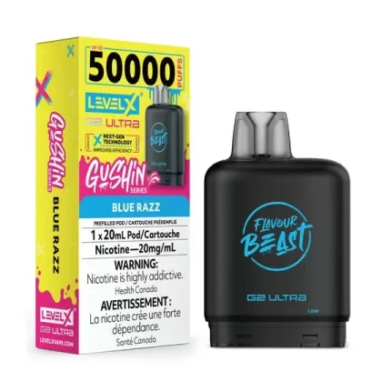 Flavour Beast Level X G2 Ultra Pod – 50k Puffs – Gushin Blue Razz - Ecigdepot