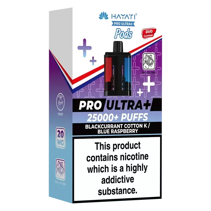 Hayati Pro Ultra Plus 25000 Prefilled Pods - Flavour#Blackcurrant Cotton K / Blue Raspberry>Blue Razz Cherry>Blue Razz GB>Blue Sour Raspberry>Blueberry Cotton K / Raspberry Cotton K>Blueberr (2CCE51)