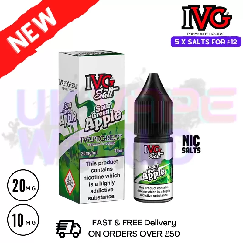 Sour Green Apple IVG Salt 10ml Nic Eliquid