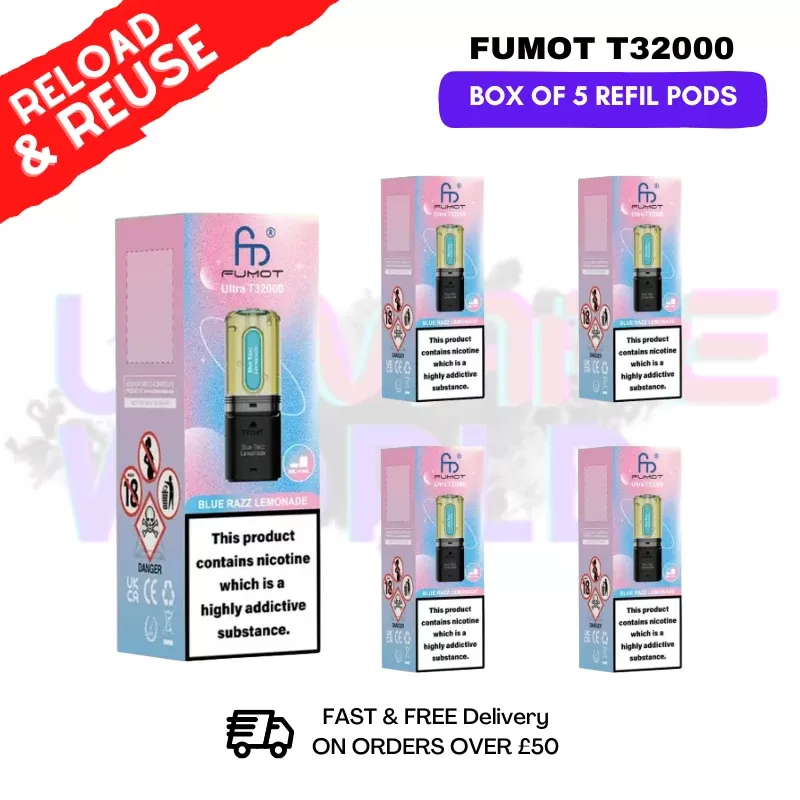 Blue Razz Lemonade Fumot T32000 REPLACEMENT PODS – BOX OF 5