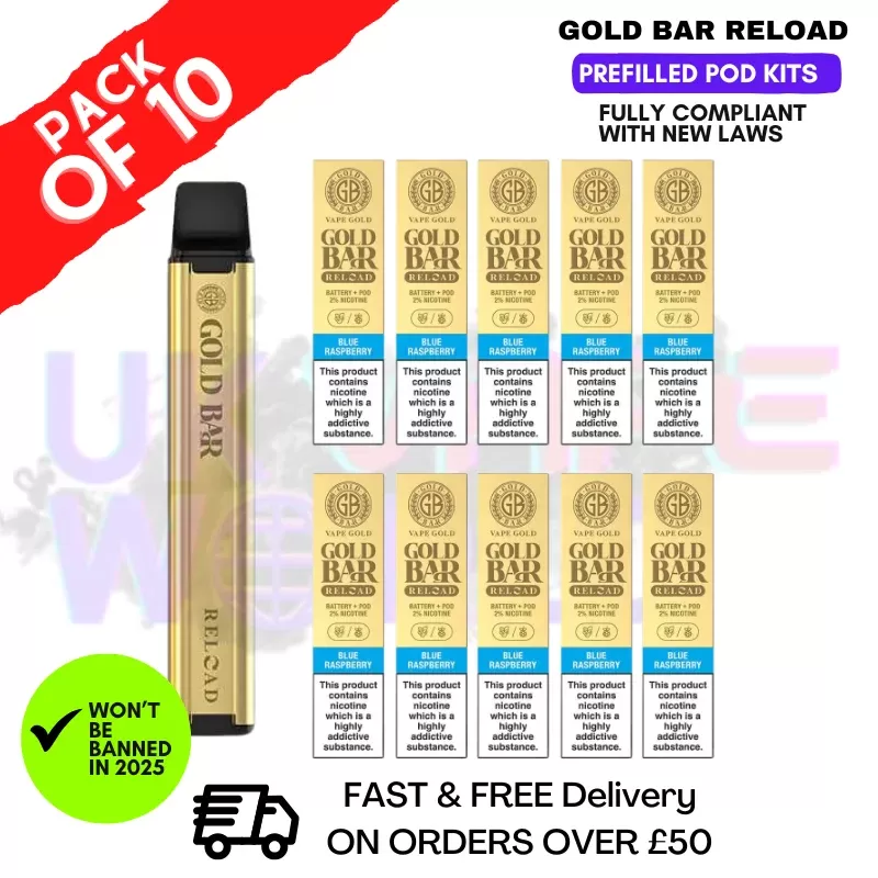Blue Raspberry Gold Bar Reload Prefilled Pod Kit Box of 10