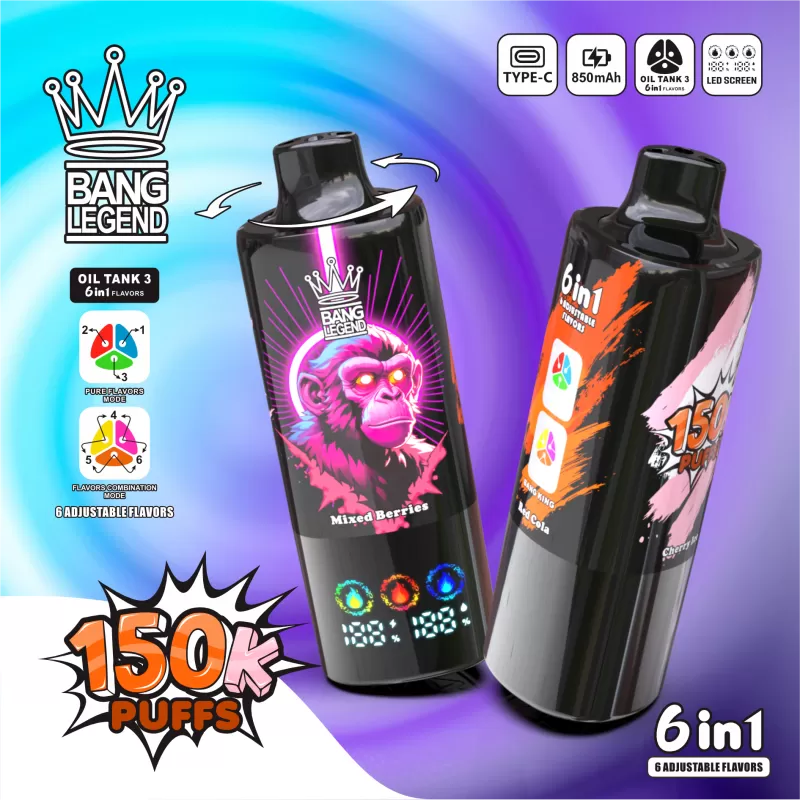 Bang Legend 150000 – 150K Puffs 6 in 1 Flavors Triple Mesh Coils Disposable Vape - Flamevape