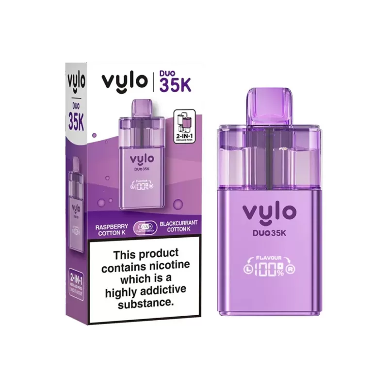 Vylo Duo 35K Prefilled Pod Kit - Raspberry Cotton K / Blackcurrant Cotton K - Image 3