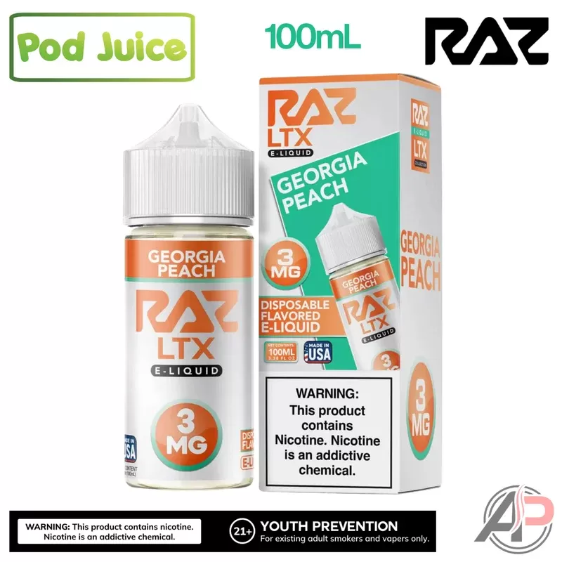 Pod Juice x Raz LTX Georgia Peach E-Liquid 100mL - Vape Product, Vape Product (031121)