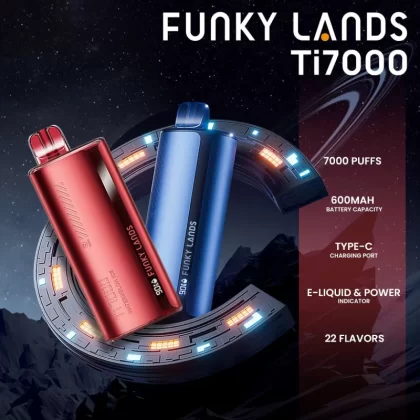 Funky Lands Ti7000 Rechargeable Disposable - Blue Red Mint